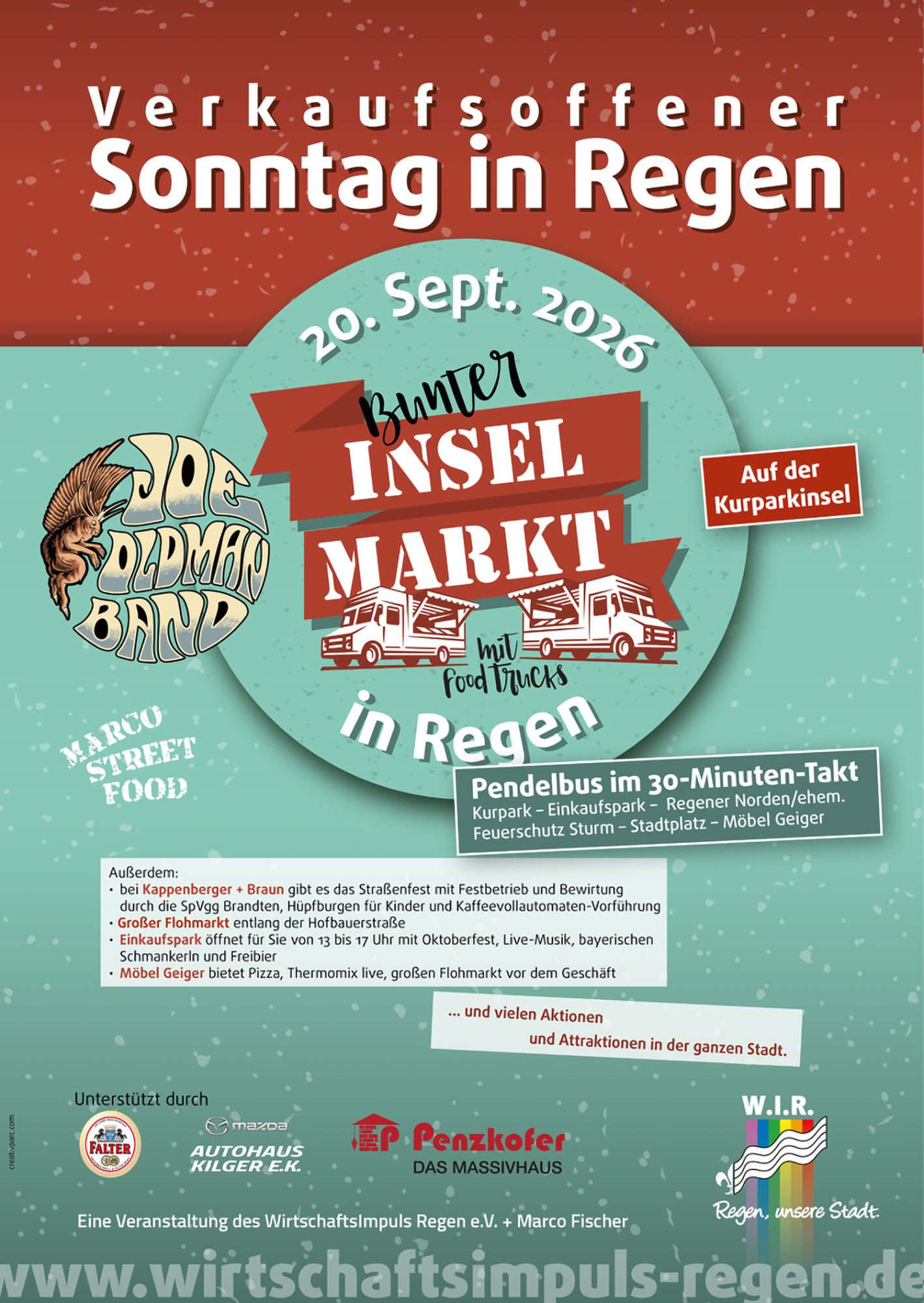 Verkaufsoffener Sonntag am 20. September 2026 in Regen mit buntem Inselmarkt im Kurpark