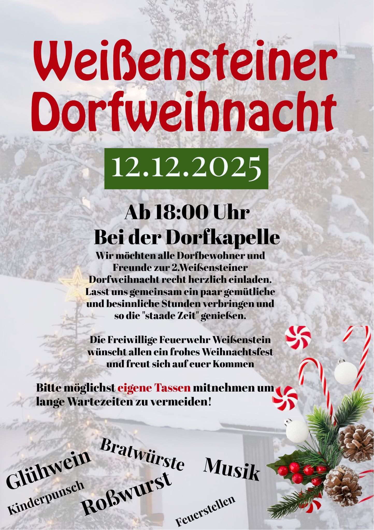 Weißensteiner Dorfweihnacht am Freitag, 12.12.2025 ab 18:00 Uhr