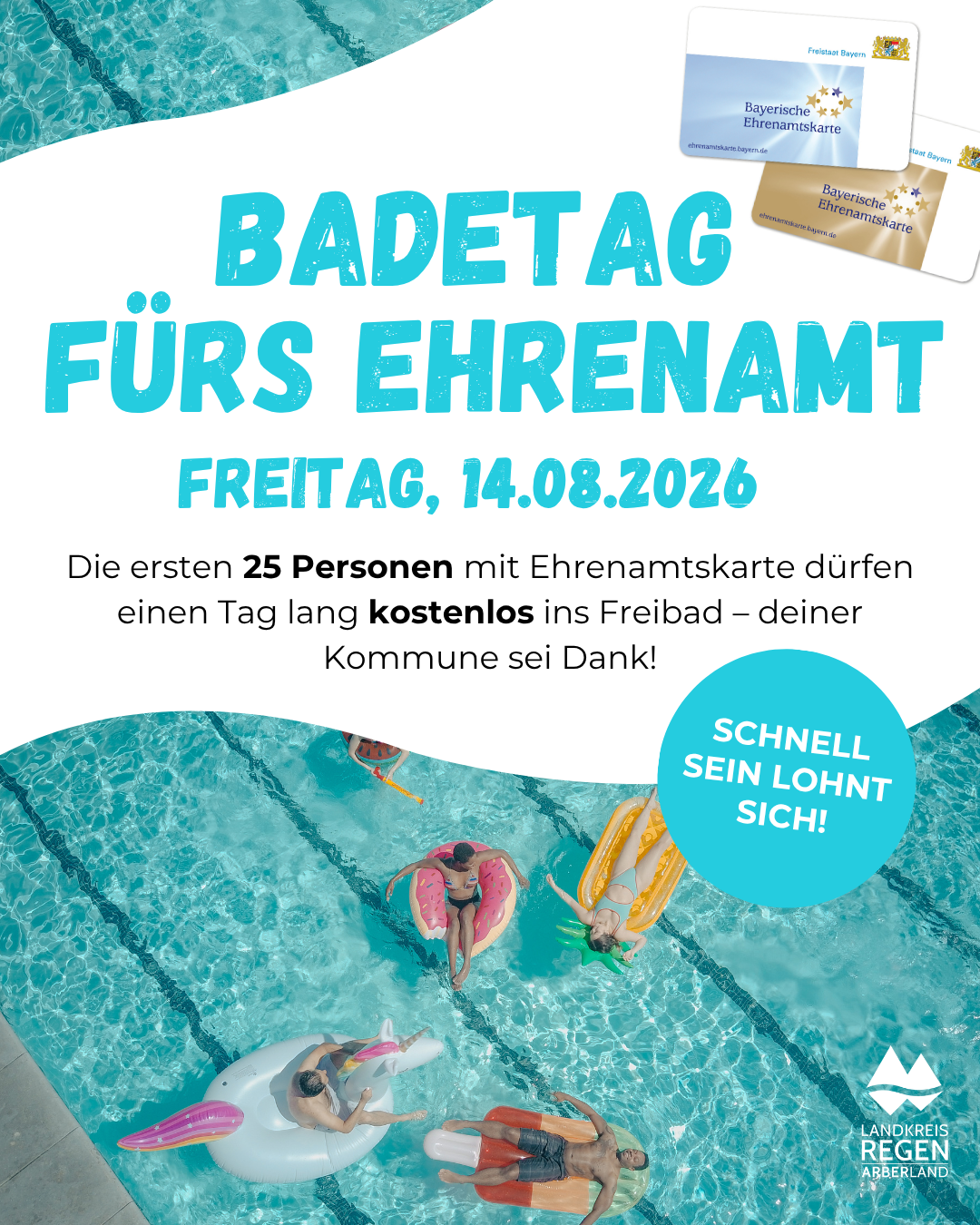 Badetag fürs Ehrenamt am Freitag, 14.08.2026